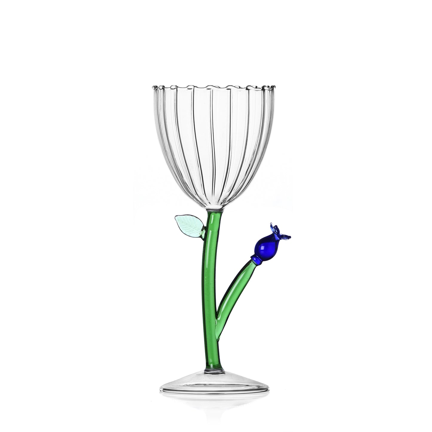 BOTANICA - OPTICAL STEMMED GLASS LIGHT BLUE FLOWER