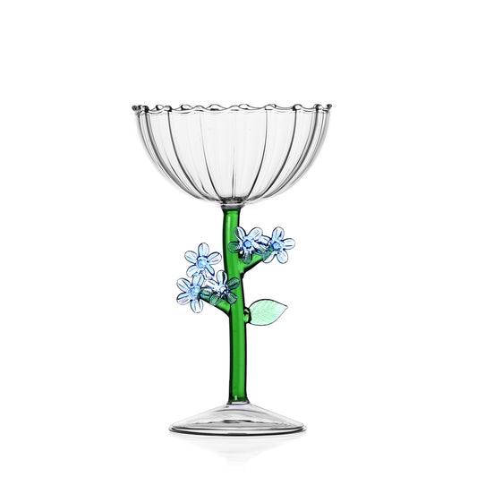 BOTANICA - optical champagne bowl light blue flower