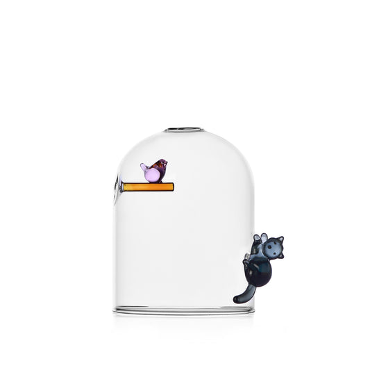 BIRDS - CANDLE HOLDER WIND PROOF CAT AND BIRD