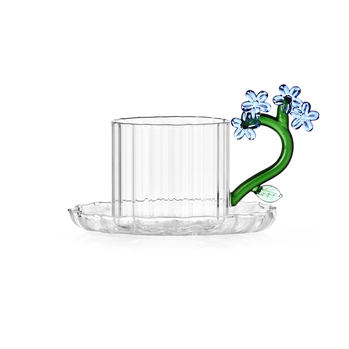 BOTANICA - tea cup w/saucer light blue flower