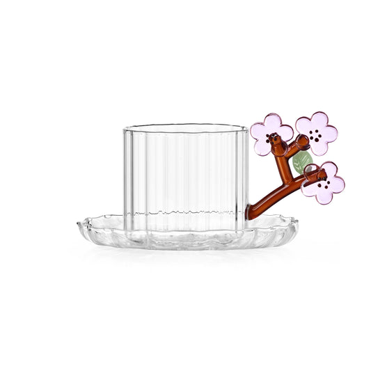 BOTANICA - tea cup w/saucer peach flower