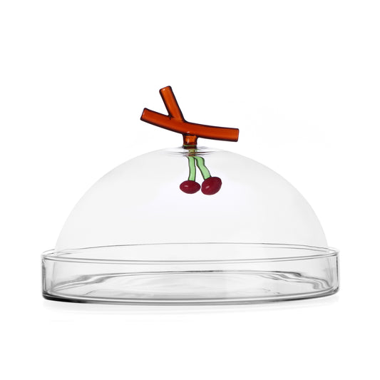 FRUIT & FLOWERS - dome w/dish cherries