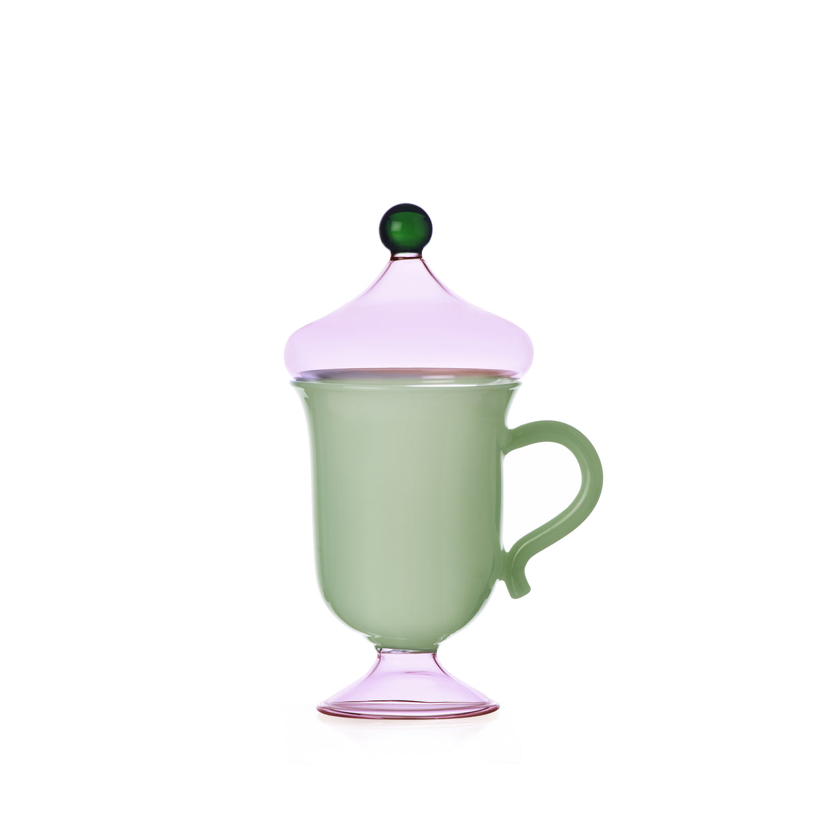 SOGNI D'ORIENTE - matte green mug w/pink lid