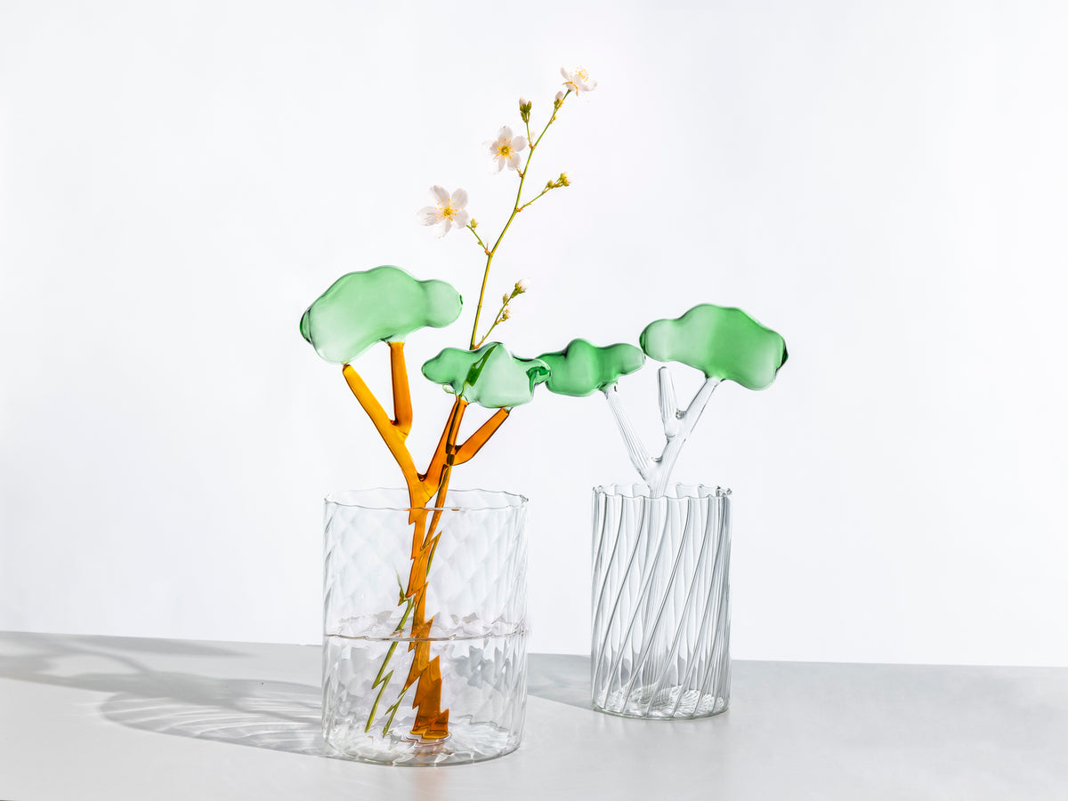 TALKING TREES - small vase w/amber branches diam 16 cm
