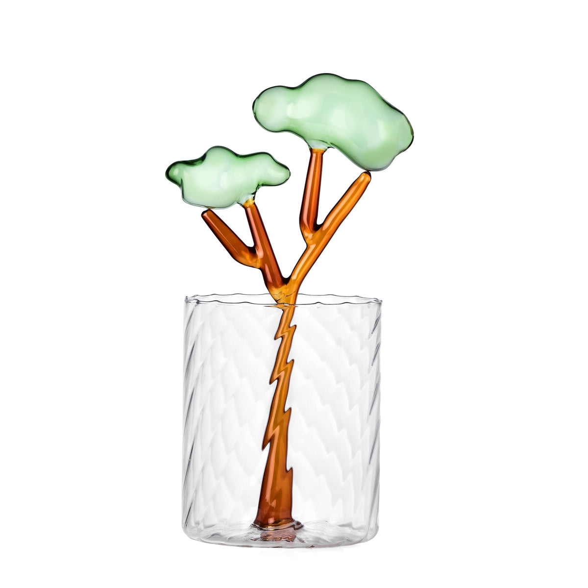 TALKING TREES - small vase w/amber branches diam 16 cm