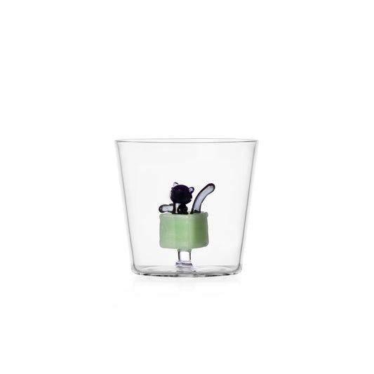 TABBY CAT - tumbler black cat in green box