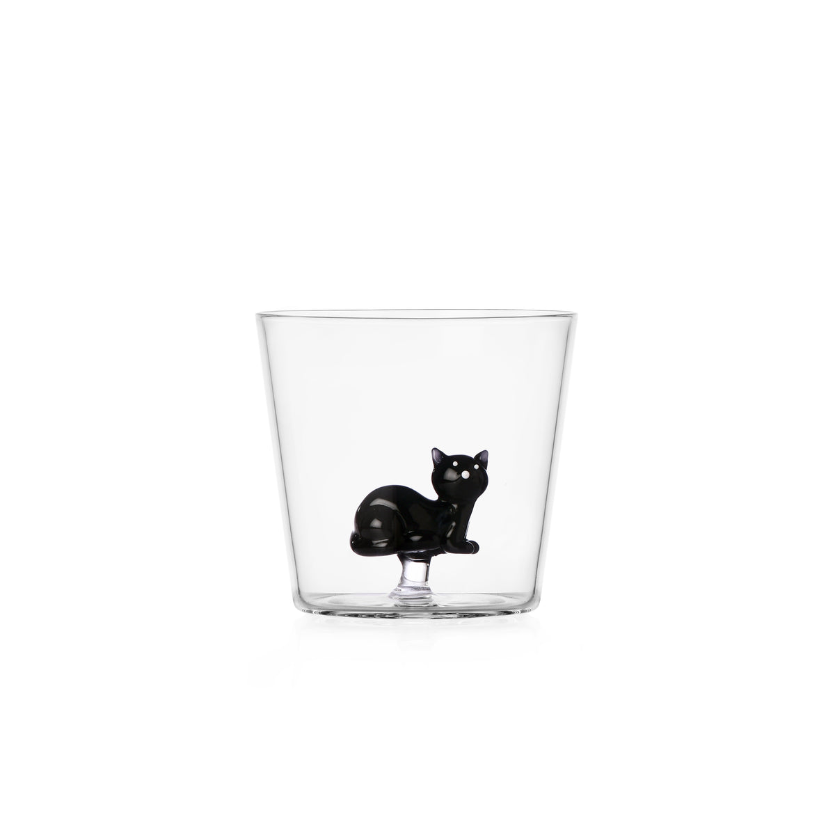 TABBY CAT - tumbler lying black cat