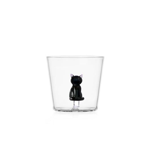 TABBY CAT -  tumbler sitting black cat