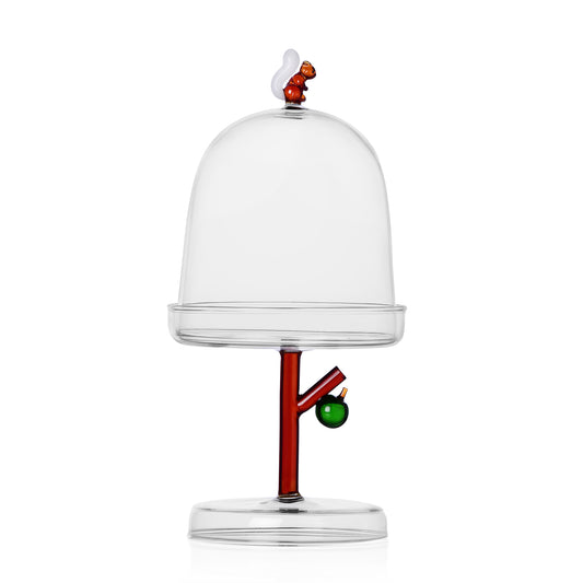 FRUIT & FLOWERS - dome w/dish Squirrel diam 14,5 cm