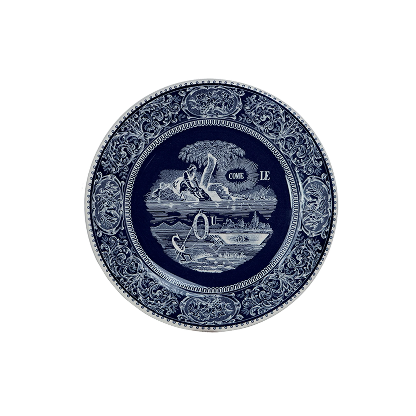 LES DEPAREILLEES BLUE - DESSERT PLATE REBUS