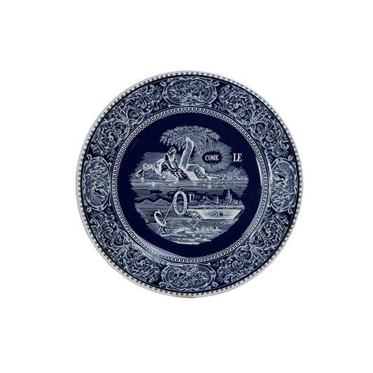 LES DEPAREILLEES BLUE - DESSERT PLATE REBUS