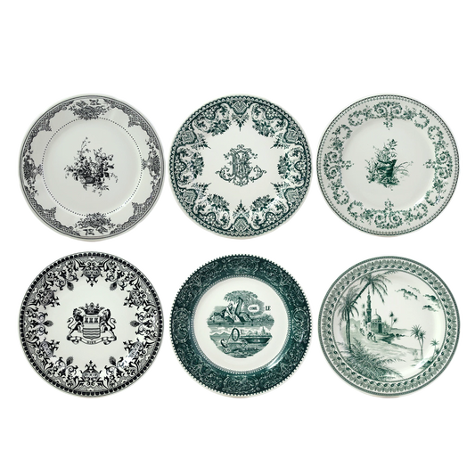 LES DEPAREILLEES GREEN - BOX OF 6 ASSORTED DINNER PLATES