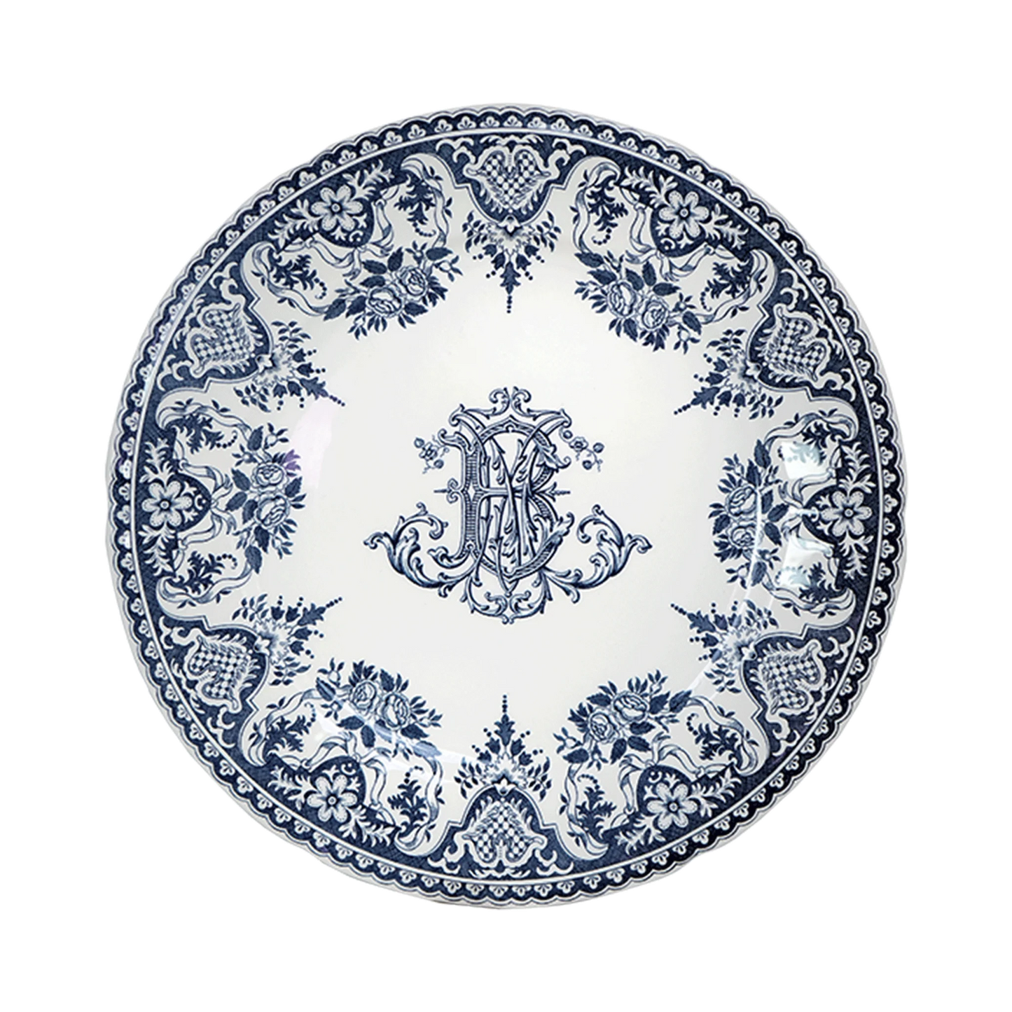 LES DEPAREILLEES BLUE - DINNER PLATE MONOGRAMME