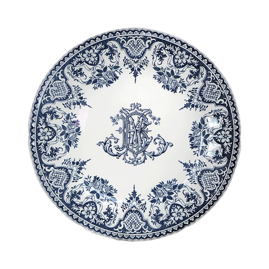 LES DEPAREILLEES BLUE - DINNER PLATE MONOGRAMME