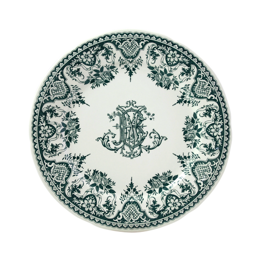 LES DEPAREILLEES GREEN - DINNER PLATE MONOGRAMME