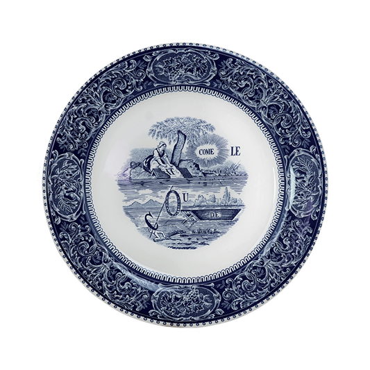 LES DEPAREILLEES BLUE - DINNER PLATE REBUS