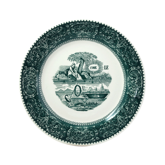 LES DEPAREILLEES GREEN - DINNER PLATE REBUS