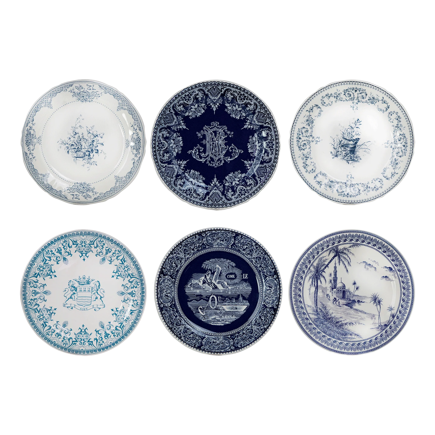 LES DEPAREILLEES BLUE - BOX OF 6 ASSORTED DESSERT PLATES