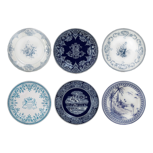 LES DEPAREILLEES BLUE - BOX OF 6 ASSORTED DESSERT PLATES