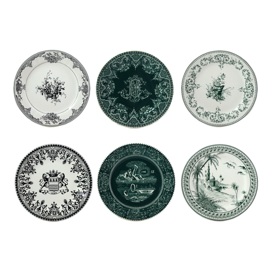 LES DEPAREILLEES GREEN - BOX OF 6 ASSORTED DESSERT PLATES
