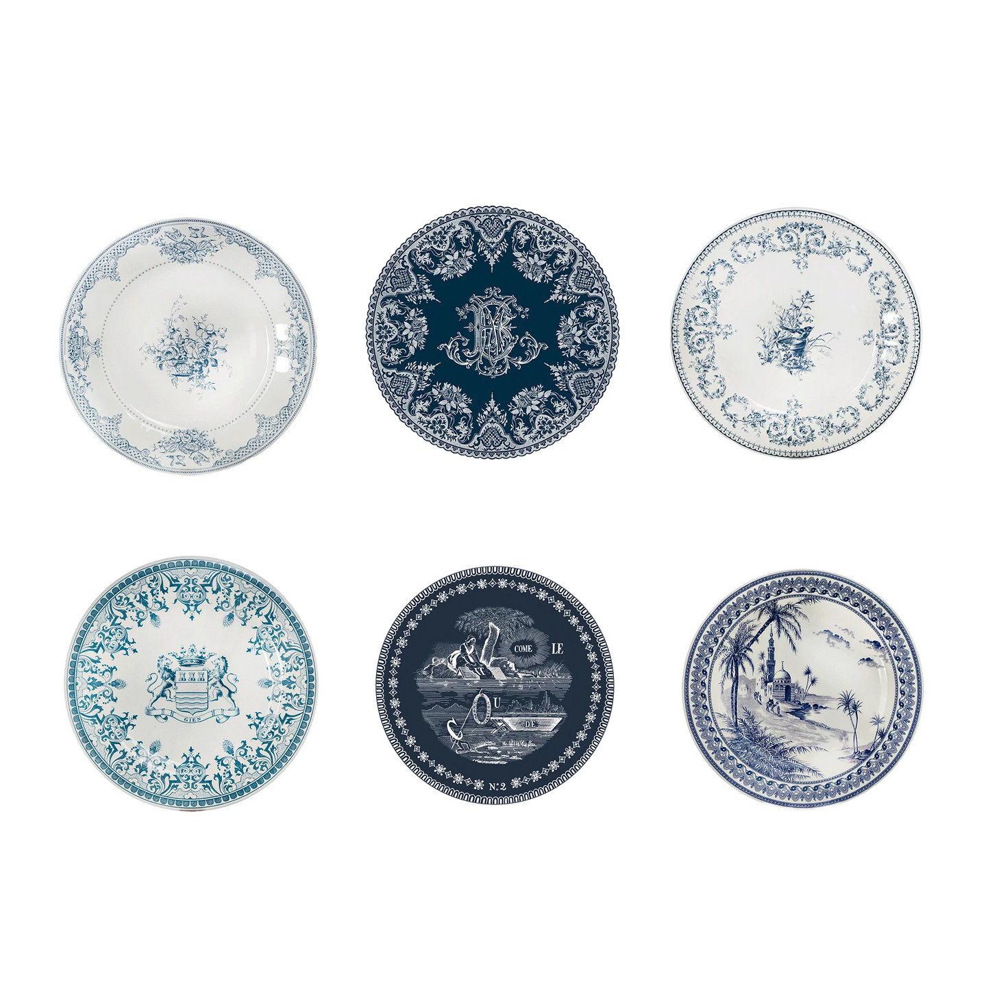 LES DEPAREILLEES BLUE - BOX OF 6 ASSORTED COASTERS