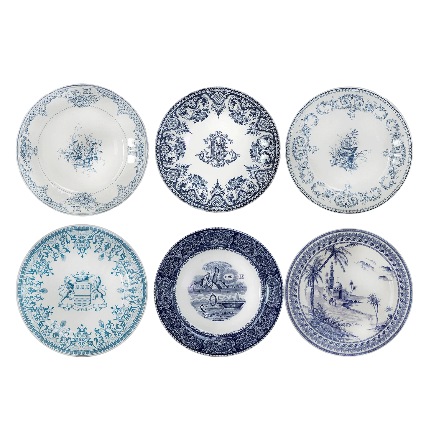LES DEPAREILLEES BLUE - BOX OF 6 ASSORTED DINNER PLATES