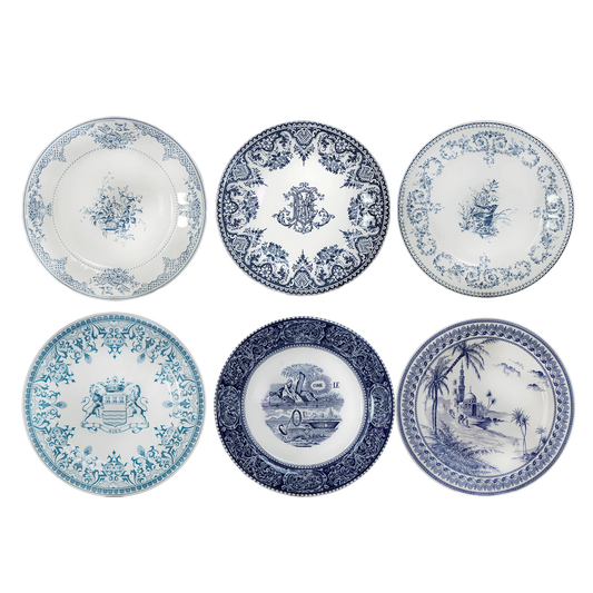 LES DEPAREILLEES BLUE - BOX OF 6 ASSORTED DINNER PLATES