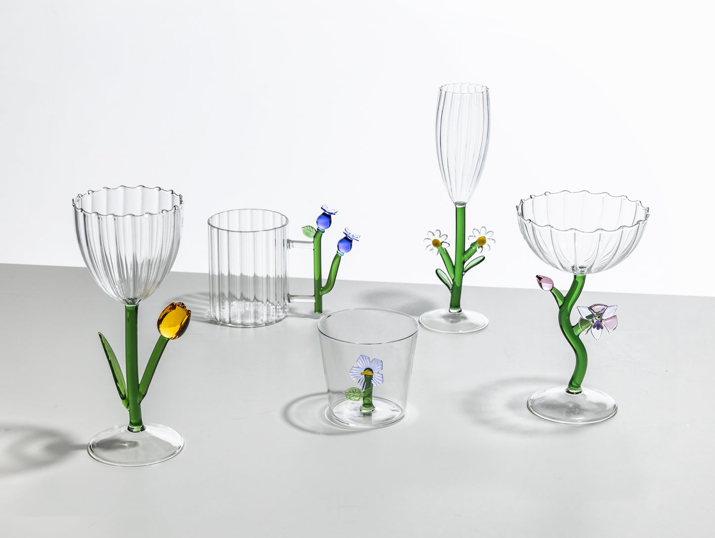 BOTANICA - optic stemmed glass yellow tulip