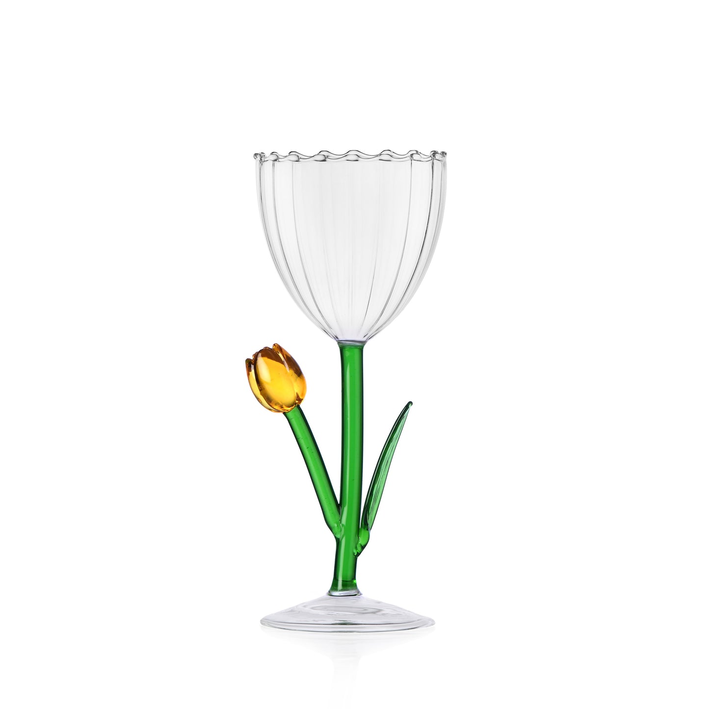 BOTANICA - optic stemmed glass yellow tulip