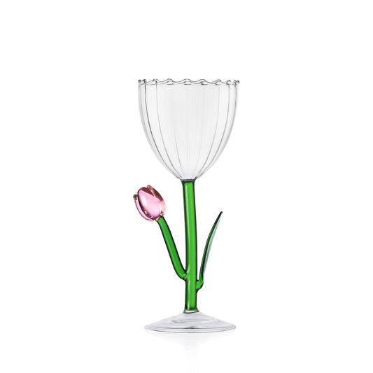 BOTANICA - optic stemmed glass pink tulip