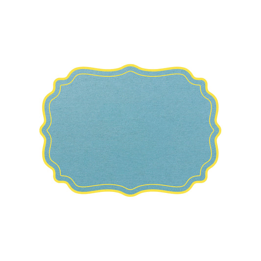 SCALLOPED FRAMES PLACEMAT (LIGHT BLUE - YELLOW)