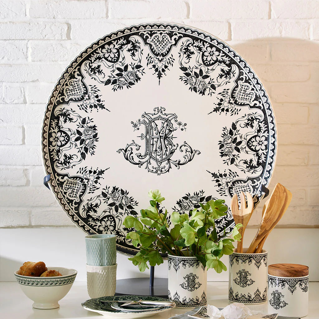LES DEPAREILLEES GREEN - LARGE WALL PLATTER MONOGRAMME