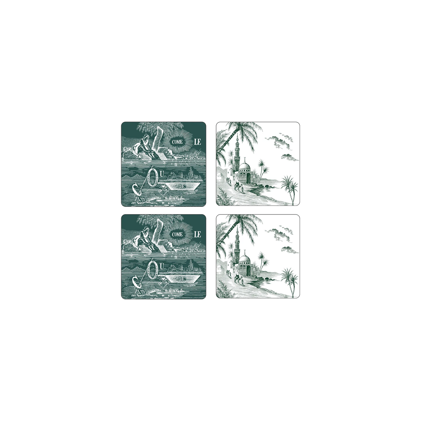 LES DEPAREILLEES GREEN - BOX OF 4 COASTER