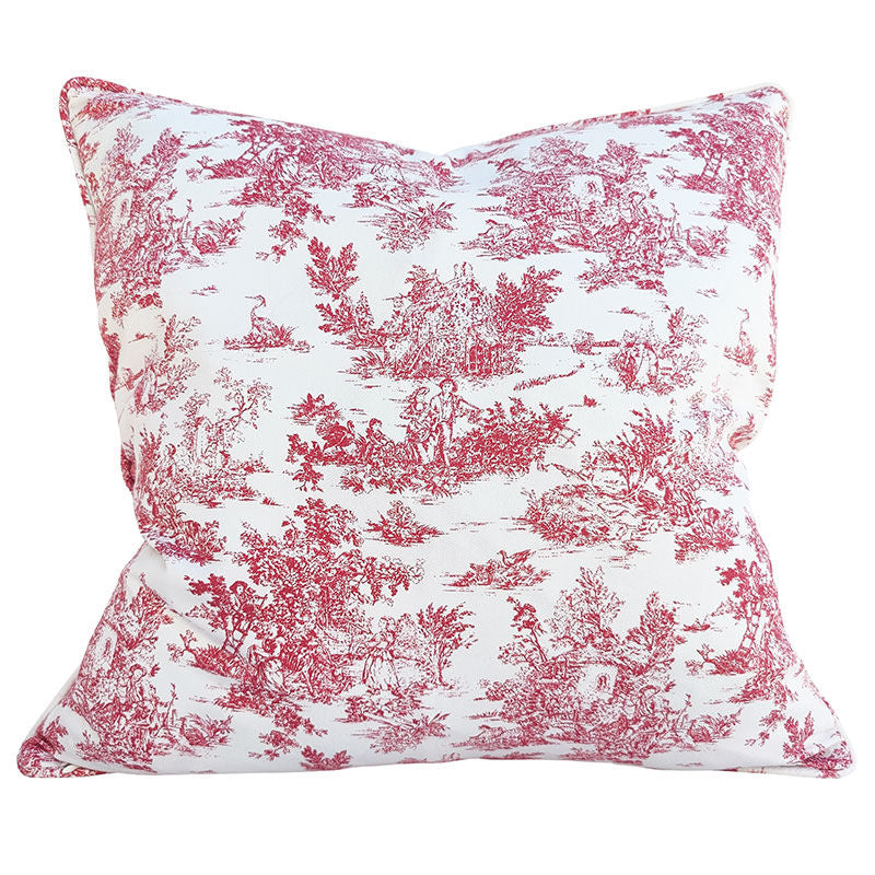 TOILE DE JOUY WHITE PINK PILLOW