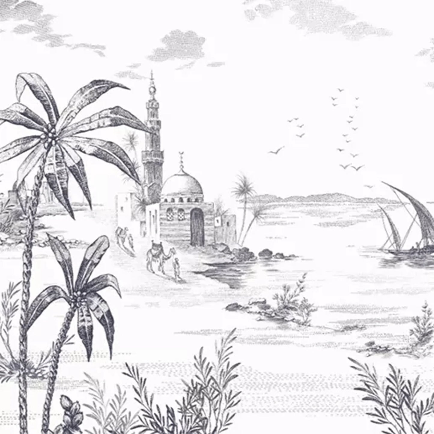 LES DEPAREILLEES BLUE - PANORAMIC VUES D'ORIENT WALLPAPER ROLL A