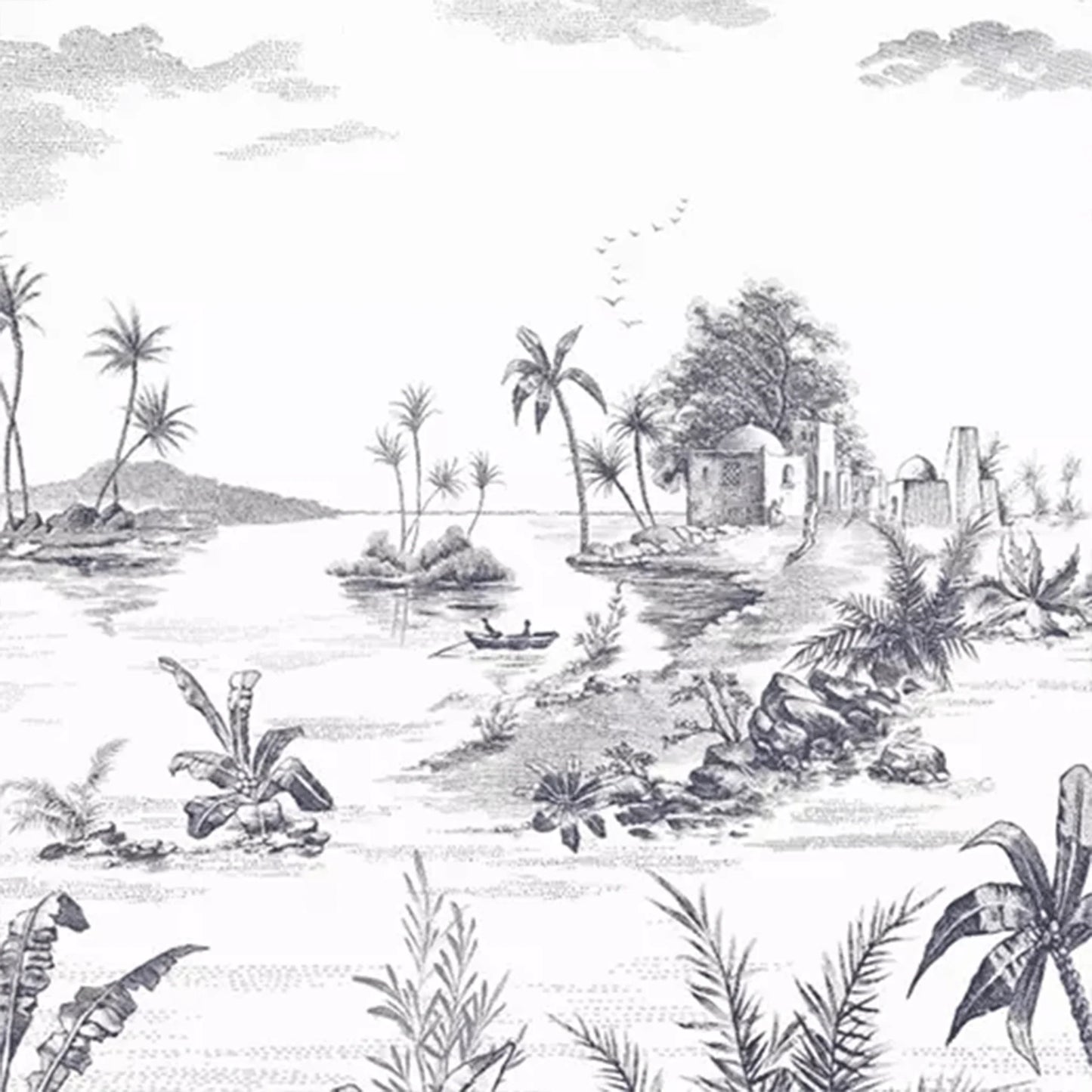 LES DEPAREILLEES BLUE - PANORAMIC VUES D'ORIENT WALLPAPER ROLL B