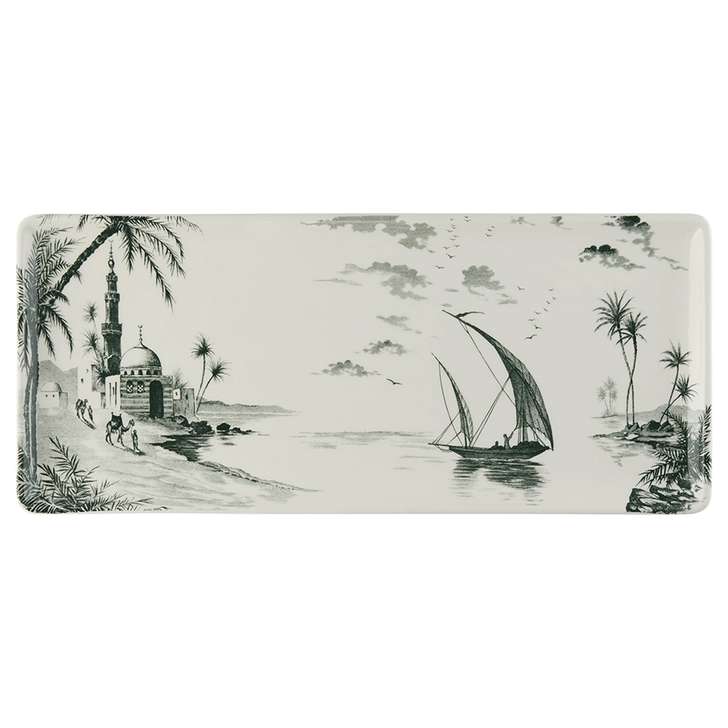 LES DEPAREILLEES GREEN - OBLONG SERVING TRAY
