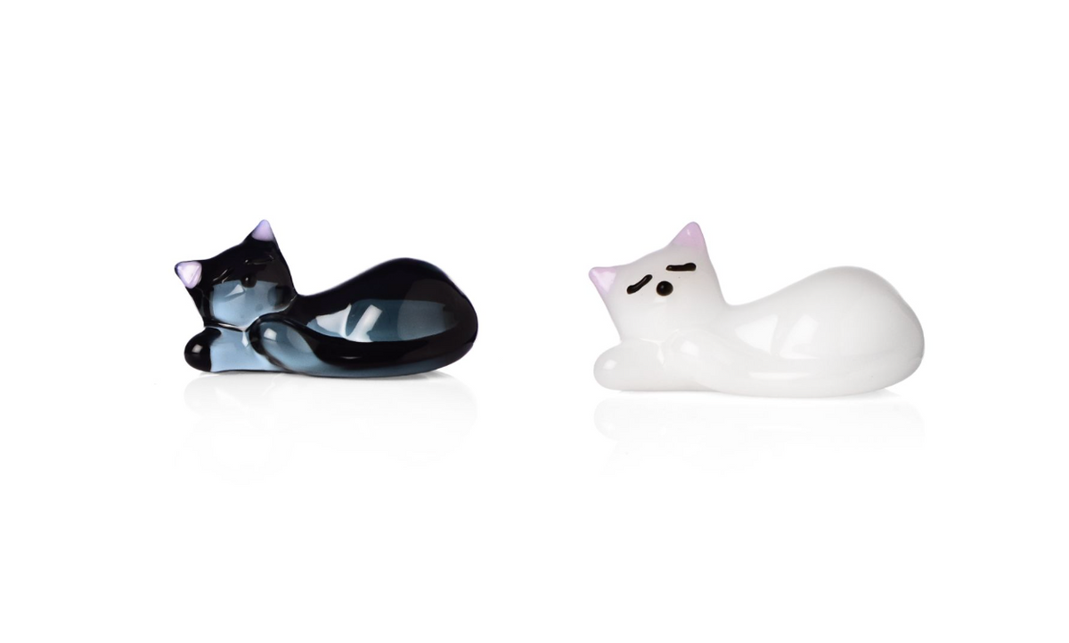 TABBY CAT - set 2 chopstick/cutlery rest black cat rest white cat