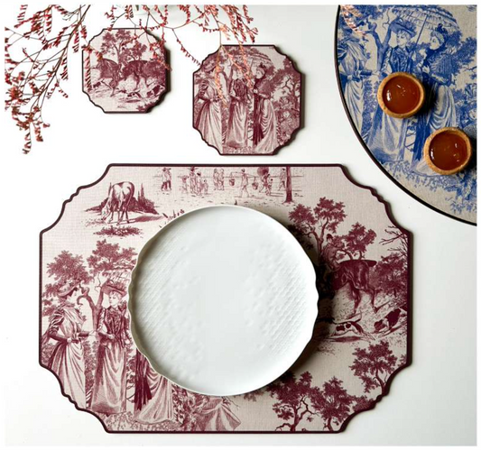 TOILE DE JOUY PLACEMAT - BURGUNDY