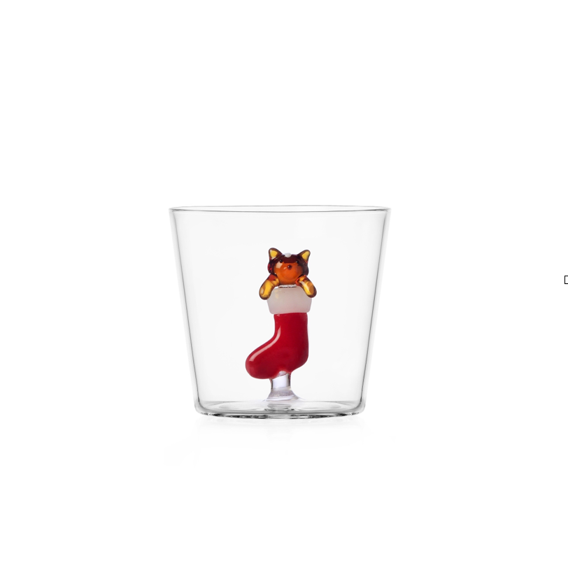 TABBY CAT CHRISTMAS EDITION - tumbler amber cat in red sock