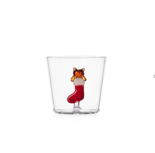 TABBY CAT CHRISTMAS EDITION - tumbler amber cat in red sock