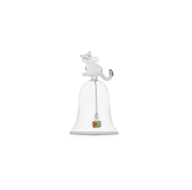 TABBY CAT CHRISTMAS EDITION - bell white cat and green gift