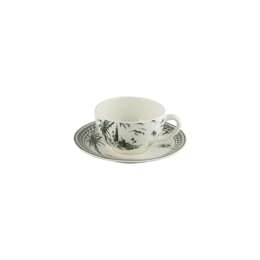 LES DEPAREILLEES GREEN - BOX OF 2 TEA CUP & SAUCER