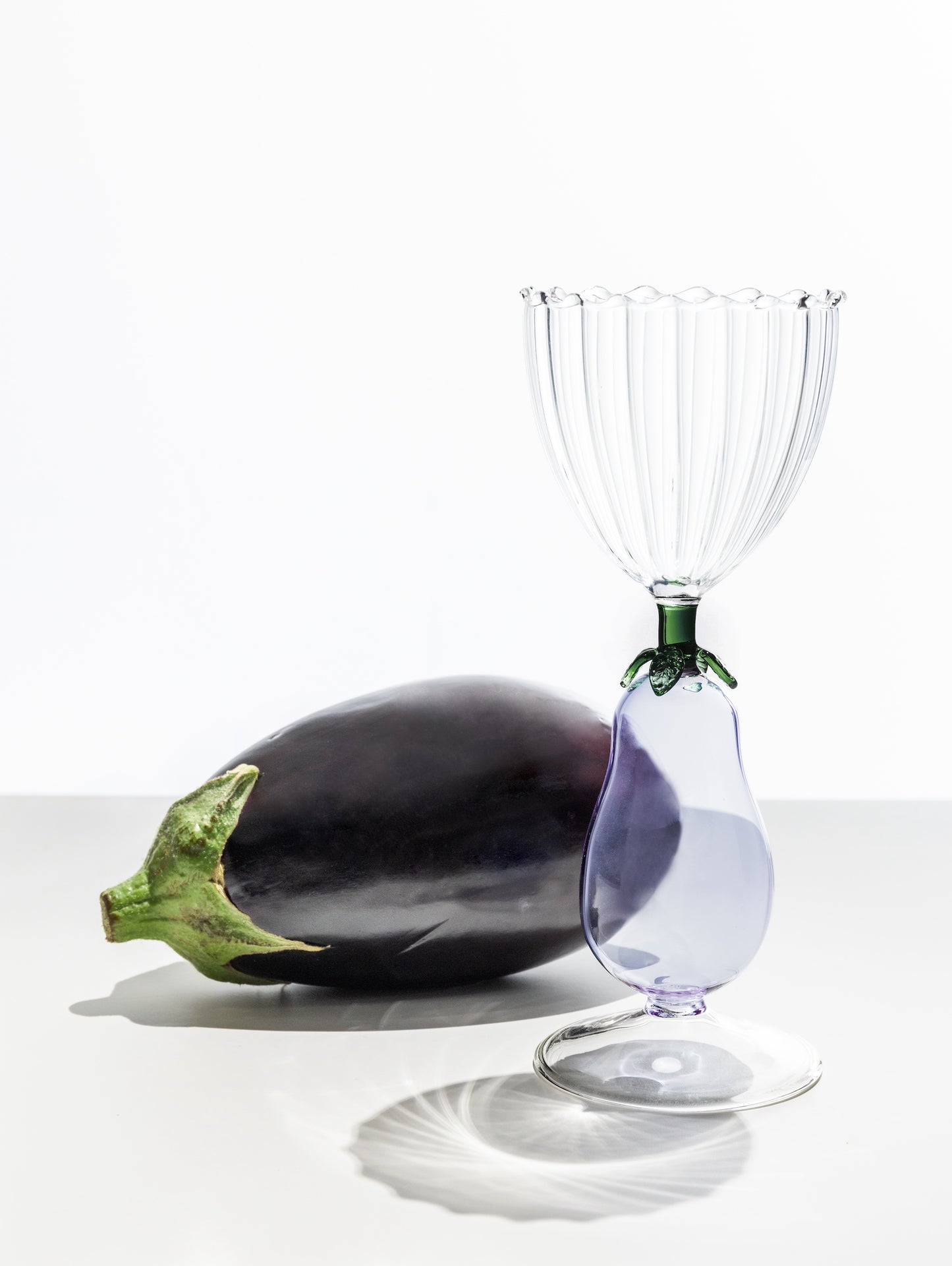 VEGETABLES - OPTICAL STEMMED GLASS EGGPLANT