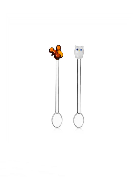 ANIMAL FARM - SET 2 SPOONS OWL & SQUIRREL