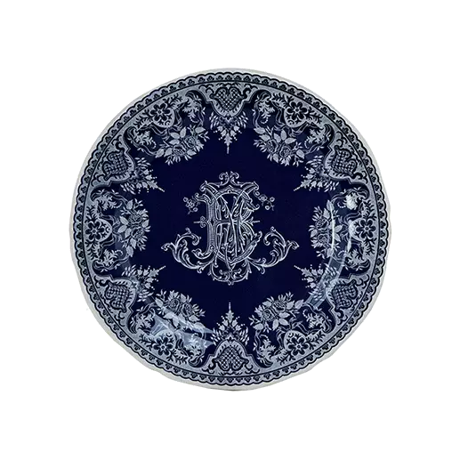 LES DEPAREILLEES BLUE - BOX OF 4 DESSERT PLATES MONOGRAMME