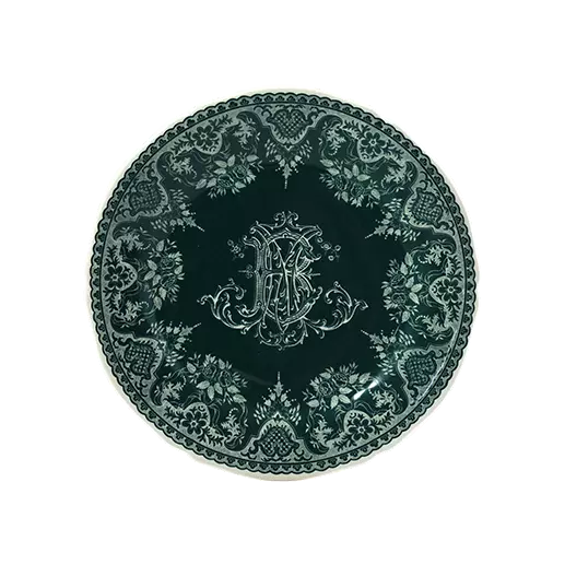 LES DEPAREILLEES GREEN - DESSERT PLATE MONOGRAMME