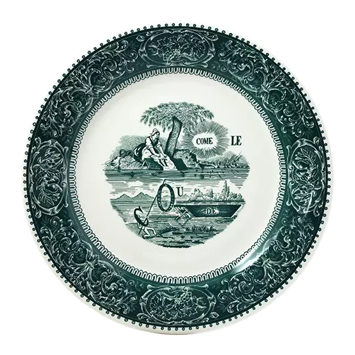 LES DEPAREILLEES GREEN - DINNER PLATE REBUS