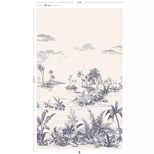 LES DEPAREILLEES BLUE - PANORAMIC VUES D'ORIENT WALLPAPER ROLL B