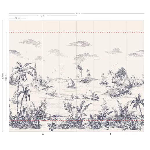 LES DEPAREILLEES BLUE - PANORAMIC VUES D'ORIENT WALLPAPER ROLL A
